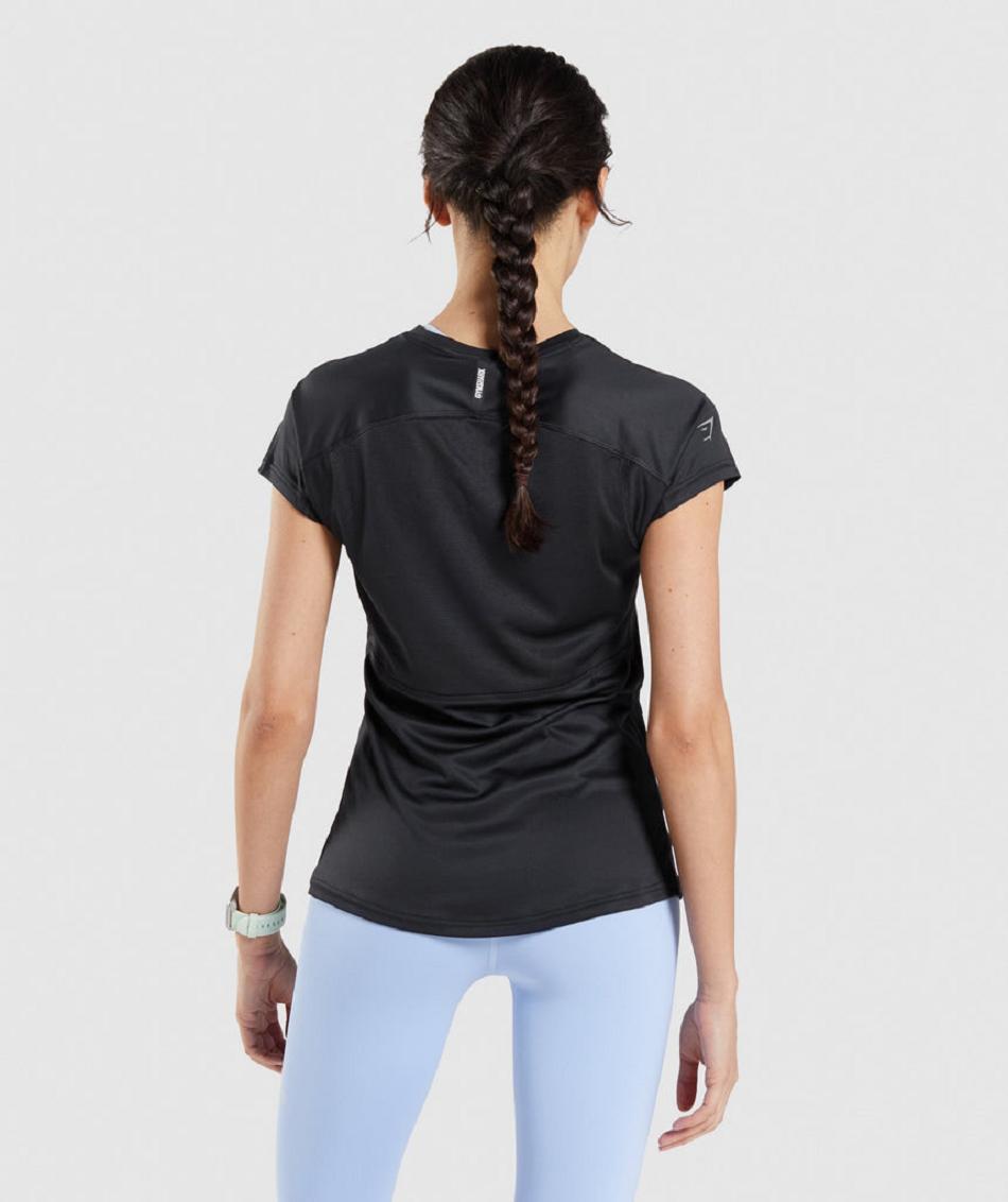 T Shirts Gymshark Speed Mujer Negras | CO 2277OKI